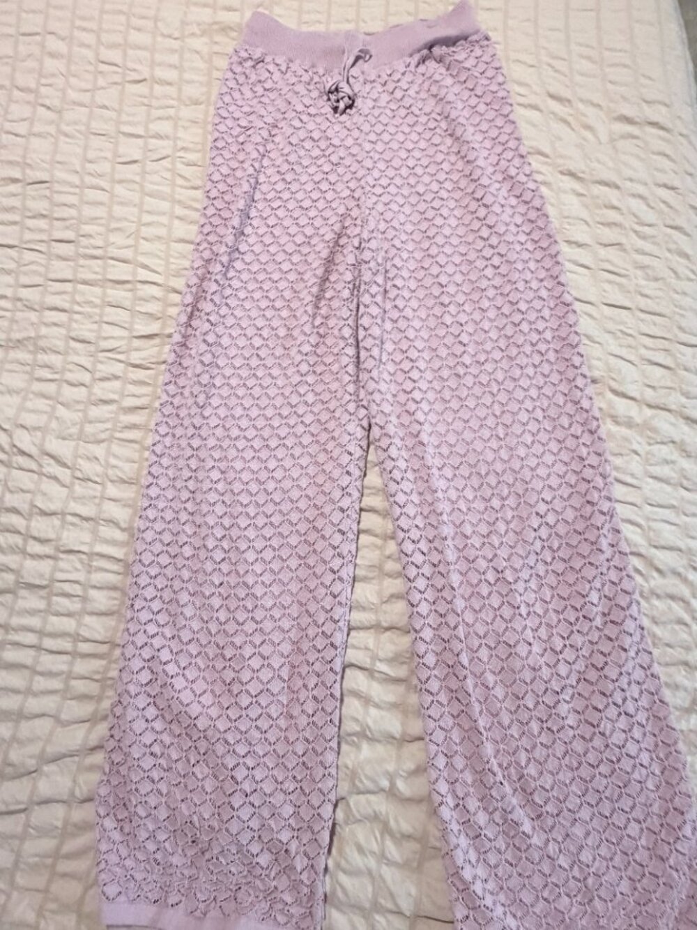 NWT Maeve Dusty Violet Crochet Wide Leg Pants Lined Size Small $128